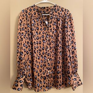 New Ann Taylor leopard print blouse Size XL